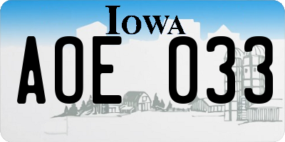 IA license plate AOE033