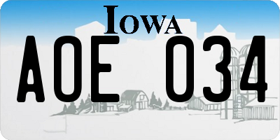 IA license plate AOE034