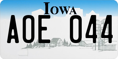 IA license plate AOE044