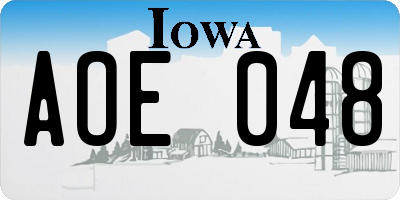 IA license plate AOE048