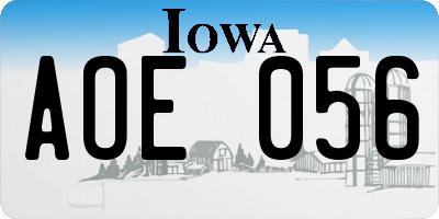 IA license plate AOE056