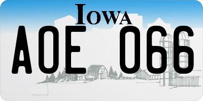 IA license plate AOE066