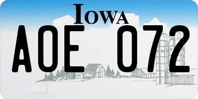 IA license plate AOE072