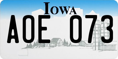 IA license plate AOE073