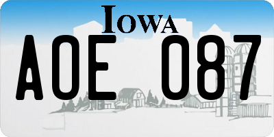IA license plate AOE087
