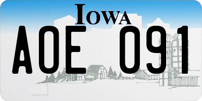 IA license plate AOE091