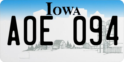 IA license plate AOE094