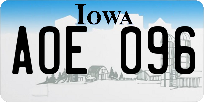 IA license plate AOE096