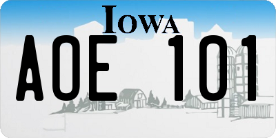 IA license plate AOE101