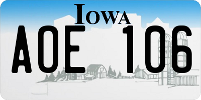 IA license plate AOE106