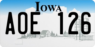 IA license plate AOE126
