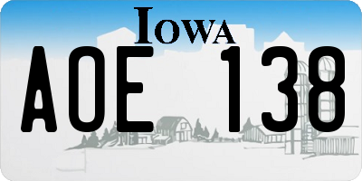 IA license plate AOE138