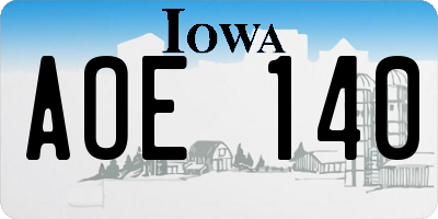 IA license plate AOE140