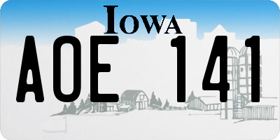 IA license plate AOE141