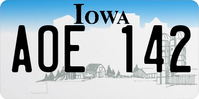 IA license plate AOE142