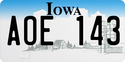 IA license plate AOE143