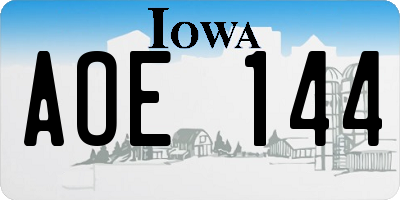 IA license plate AOE144