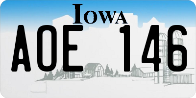 IA license plate AOE146