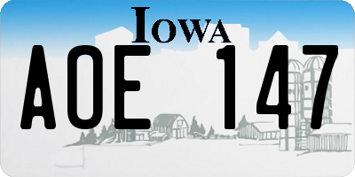 IA license plate AOE147