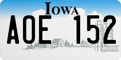 IA license plate AOE152