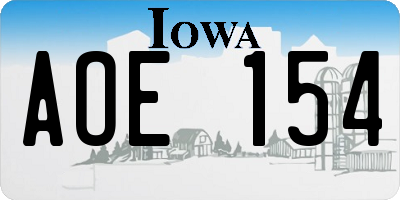 IA license plate AOE154