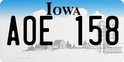 IA license plate AOE158