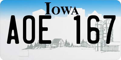 IA license plate AOE167