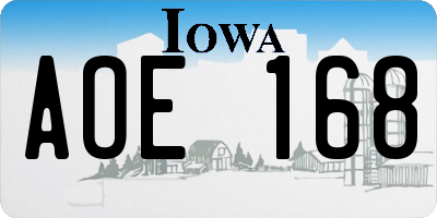 IA license plate AOE168