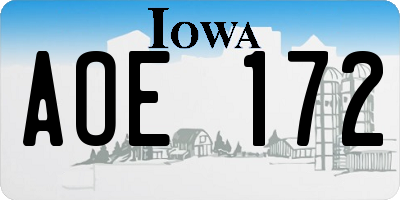 IA license plate AOE172
