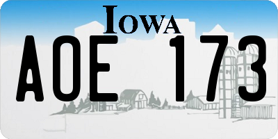 IA license plate AOE173
