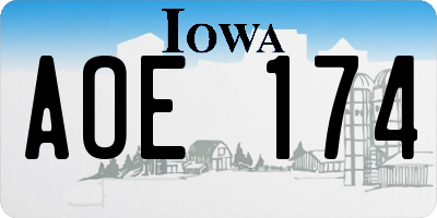 IA license plate AOE174