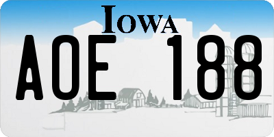 IA license plate AOE188