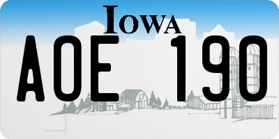 IA license plate AOE190