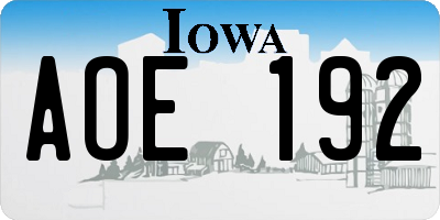 IA license plate AOE192