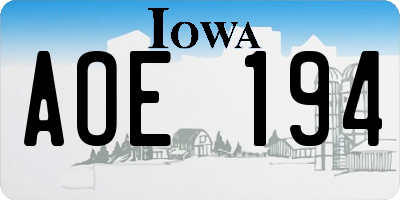 IA license plate AOE194