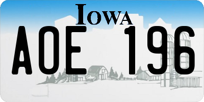 IA license plate AOE196