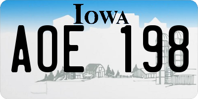 IA license plate AOE198