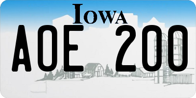IA license plate AOE200