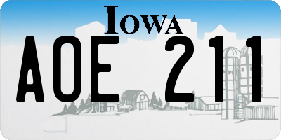 IA license plate AOE211