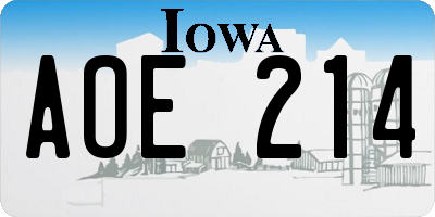 IA license plate AOE214
