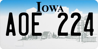 IA license plate AOE224