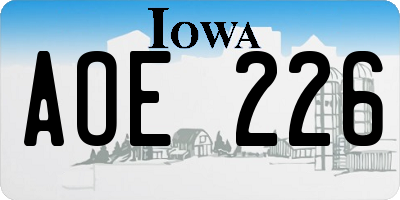 IA license plate AOE226