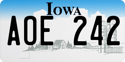 IA license plate AOE242