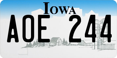 IA license plate AOE244