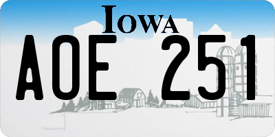 IA license plate AOE251