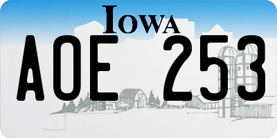 IA license plate AOE253