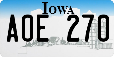 IA license plate AOE270