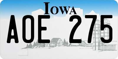 IA license plate AOE275