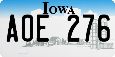 IA license plate AOE276