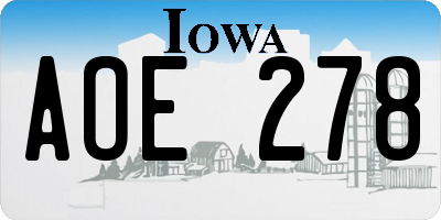 IA license plate AOE278